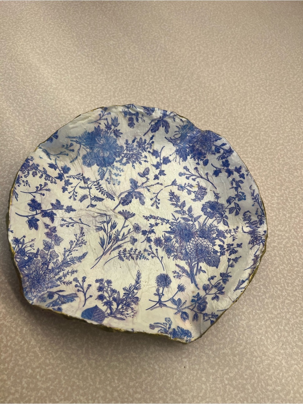 Blue Floral Decorative Ceramic Dish
